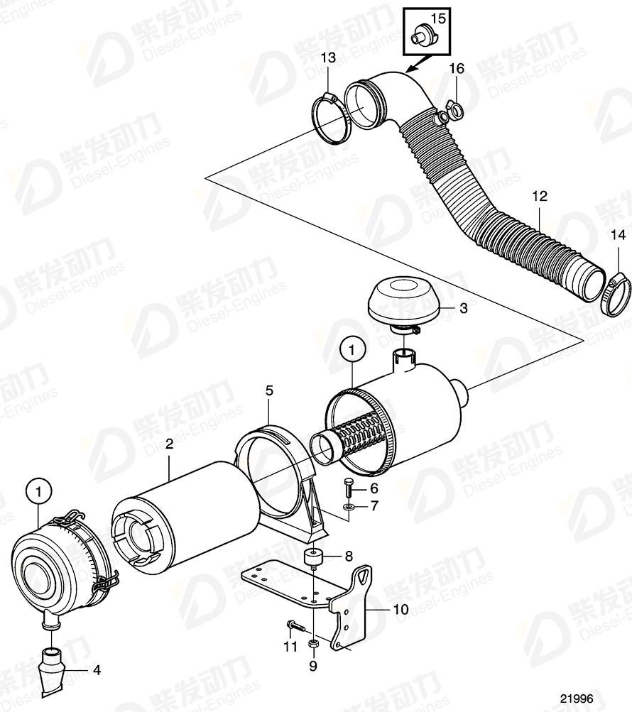 volvo penta Air duct 21039712 Drawing